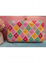 Poly Satin Multi Color Party Wear Hand Work Clutches